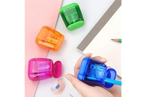 4-Pack Pencil Sharpener Manual – Small Pencil Sharpeners in 4 Colors, Colored Pencils, Makeup and Crayon Use, Classroom and O