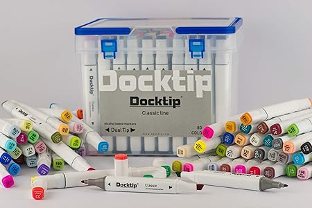 Docktip 80 rotuladores de alcohol - doble punta con caja organizadora: Amazon.es: Hogar