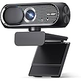 Shcngqio 1080P HD Webcam with Microphone, Noise Cancellation,Wide-Angle Lens, Auto Light Correction,Desktop, PC, Mac, Zoom, Skype, Streaming (Light Black)