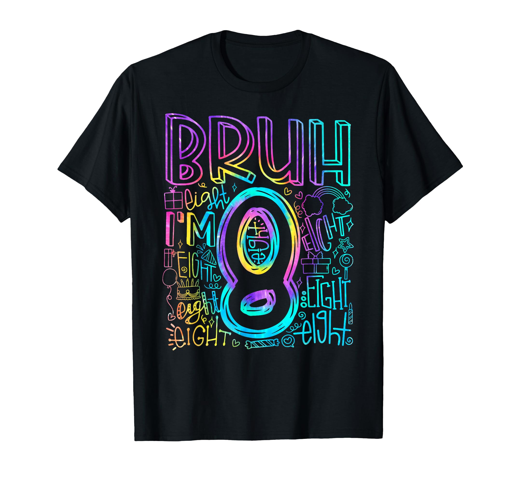 Photo 1 of Bruh I'm 8 Year Old It's My 8th Birthday Boy Retro Tie Dye T-Shirt