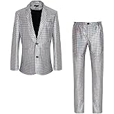 Men's 70s Disco Suit Set with Metal Sequin Jacket and Pants