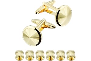 HAWSON Men’s Cufflinks and Tuxedo Studs Set with Gift Box, Men’s Jewelry or Accessories Suitable for Black Suit White Shirts Vest and Red Bow tie on Wedding Party Birthday