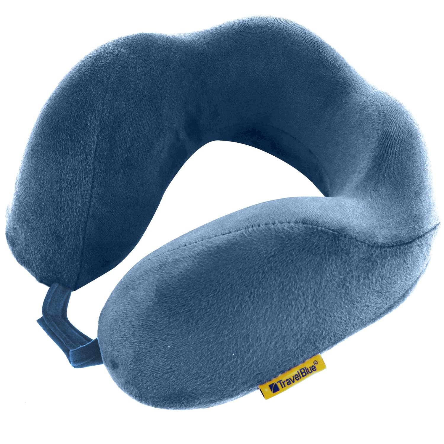 Travel Blue Wider Fit Tranquility Memory Foam Travel Pillow for Airplane Flight Pillow - Ergonomic Neck Pillow for Spinal Alignment and Comfort - High-Density Memory Foam (Blue)