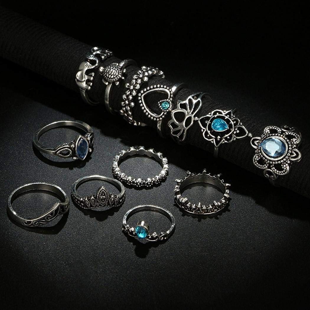 Kirken 13 Pcs/Set Jewelry Rings Rhinestone Above Joint Knuckle Ring Set Gift for Women