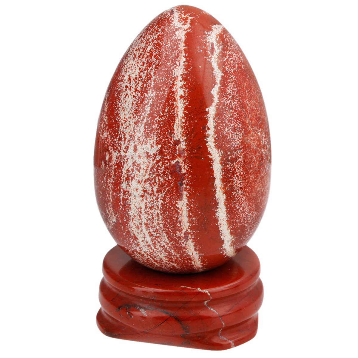 KYEYGWO Red Jasper Carved Eggs with Stand, Healing Crystal Meditation Chakra Balancing Reiki Crafts Home Decoration