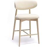 Tov Furniture Zinea Cream Performance Textured Velvet Counter Stool