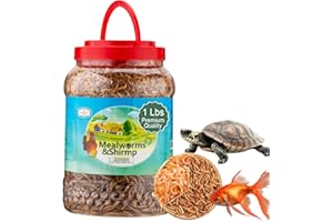 Amzey Shrimp & Mealworms 100% Non-GMO Dried Mealworms - High-Protein Meal Worm Treats - Perfect for Your Chickens, Ducks, Wild Birds, Turtles, Hamsters, Fish and Hedgehogs