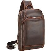 Polare Modern Style Sling Shoulder Bag Men’s Travel/Hiking Daypack with Full Grain Italian Leather and YKK Zippers