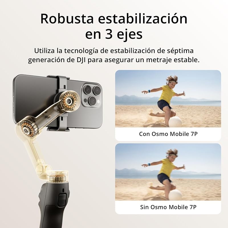 DJI Osmo Mobile 7P Stabilizer para iPhone, Android, rastreamento nativo, iluminação, estabilizador móvel de 3 eixos, início rápido, edição de um toque, braço extensível embutido e tripé