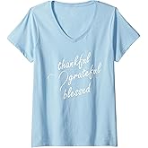 Womens Grateful Blessed Shirt Sweet Blessing V-Neck T-Shirt