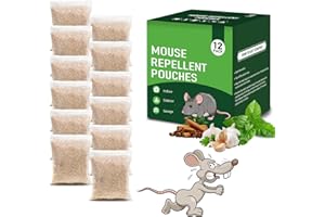 BNBSO 12 Pack Mouse Repellent Pouches - Natural Peppermint Oil, Long-Lasting Rodent Repellent - Safe for Pets & Family, Mice Repellent Indoor/Outdoor Use in Garage, Car & Garden