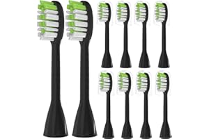 YMPBO Toothbrush Replacement Heads Compatible with Philips One Series Sonicare Rechargeable Toothbrush HY1200/06 BD1003/AZ, 10 Pack Replacement Heads, Soft Bristles, Black