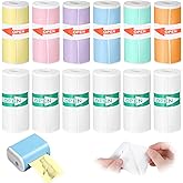 12 Rolls Mini Printer Sticker Paper, 57×25mm Self-Adhesive Thermal Sticker Paper Compatible with T02/M02 Mini Inkless Printers, Smooth Color & White Thermal Rollers for Notes Lists Photo Scrapbooking