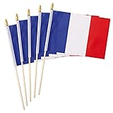 25 Pack France French Flag Small Mini Flag Wood