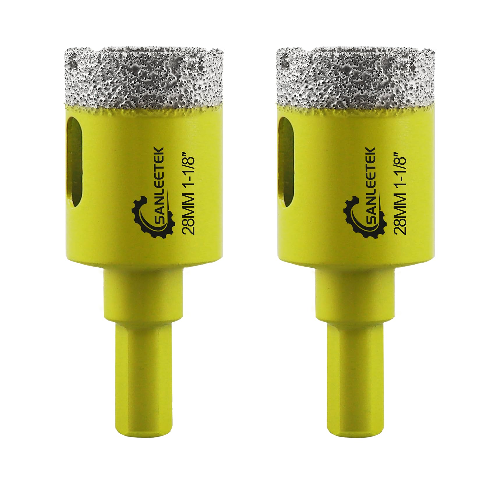 Dry Diamond Core Drill Bits - 2pcs 28mm SANLEETEK Hole Saw with Triangle Shank for Ceramic Porcelain Tile Granite Marble Quartz Stoneware — image 1