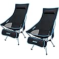 G4Free 2Pack Lightweight Portable High Back Camp Chair, Folding Chair Lawn Chair Heavy Duty 330lbs with Headrest & Pocket for Outdoor Camp Travel Beach Travel Hiking