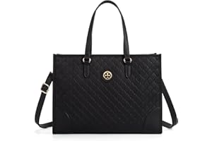 Missnine Laptop Tote Bag for Women 15.6 inch Embossed PU Leather Work Bag Profession Briefcase Designer Computer Bag