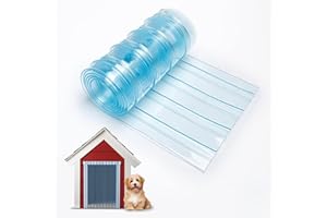 MEWTOGO 9.8in x 4.9ft Door Replacement Flaps for Dog House - Easy to Cut & Install Transparent Vinyl Strip for Doggie/Doggy/Cat Entry Door
