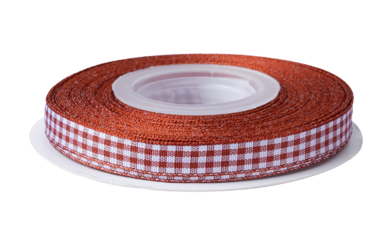 Ribbonitlux Gingham Ribbon, 9mm X 22 Meters, Plaid Checkered Ribbon with Woven Edge, Buffalo Straped Ribbon for DIY Crafts Decoration, Flower Bouquet Wrapping Home Decoration (Rust)