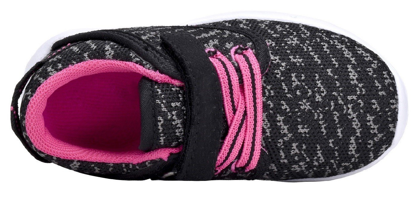 Toddler\'s Lightweight Sneakers Boys and Girls Cute Casual Running Shoes Multiple Colors (7 M US Toddler, Black/Fuchsia)