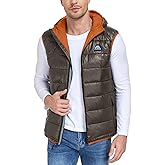 Mapamyumco Men's Hooded Puffer Vest Waterproof Lightweight Quilted Puffer Vest Full Zip Sleeveless Jacket Winter Outerwear