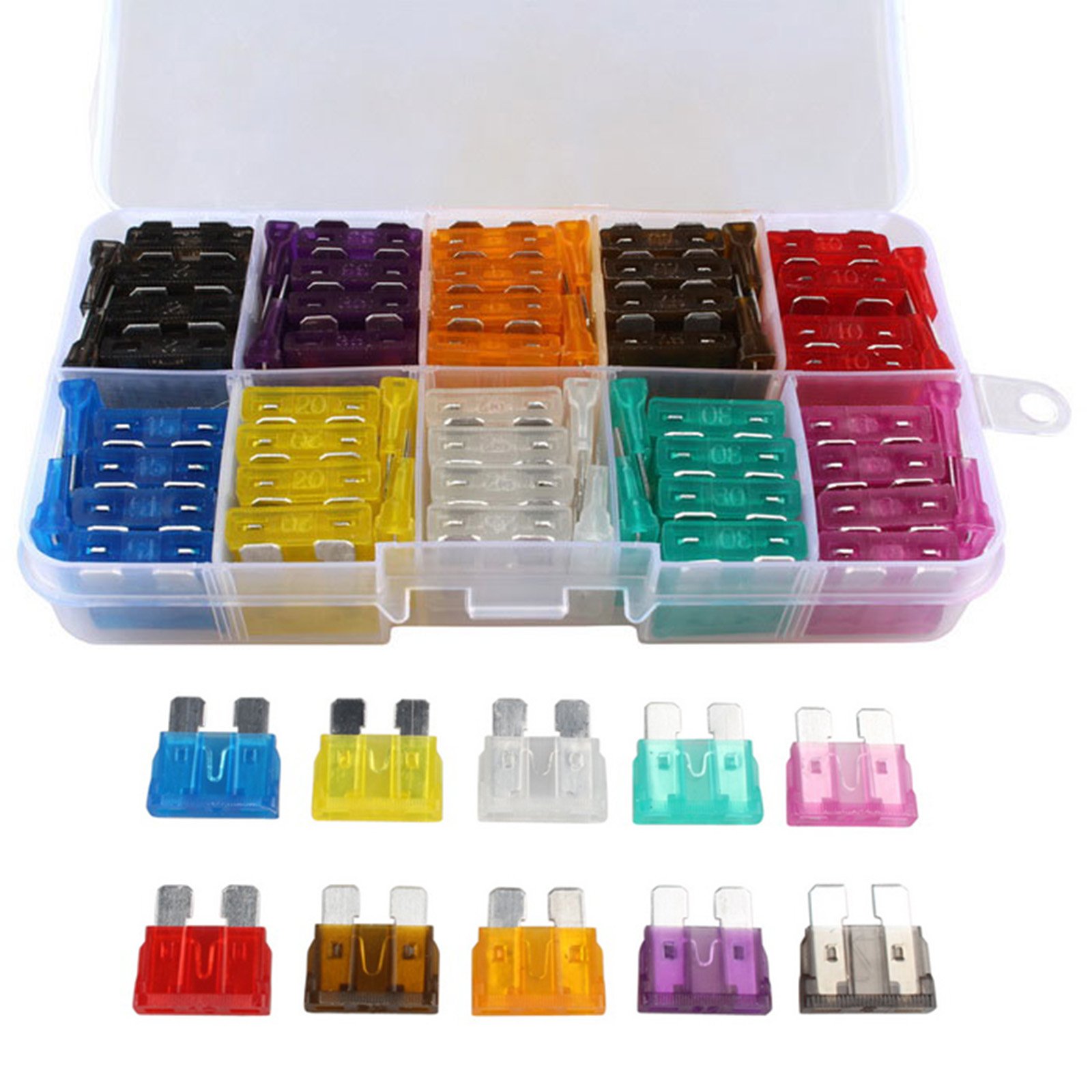 HALJIA 100Pcs Blade Fuse Kit Assortment Auto Car Truck Motorcycle Fuses Boat Truck SUV Automotive Replacement Fuses Kit 2A 3A 5A 7.5A 10A 15A 20A 25A 30A 35A