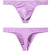 JINSHI Men's Thong Underwear Sexy Ice Silk Glossy G String Male Athletic Thongs T Back For Men Bikini Briefs