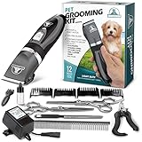 Pet Union Professional Dog Grooming Kit - Rechargeable, Cordless Pet Grooming Clippers & Complete Set of Dog Grooming Tools. 