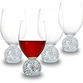 YLNNLC Red Wine Glasses Set of 4-16 oz Lead-Free Crystal Wine Glasses - Crystal Ball Base- Wedding, Wine Tasting, Anniversary, Party, Gift - Clear, Reuseable Glassware