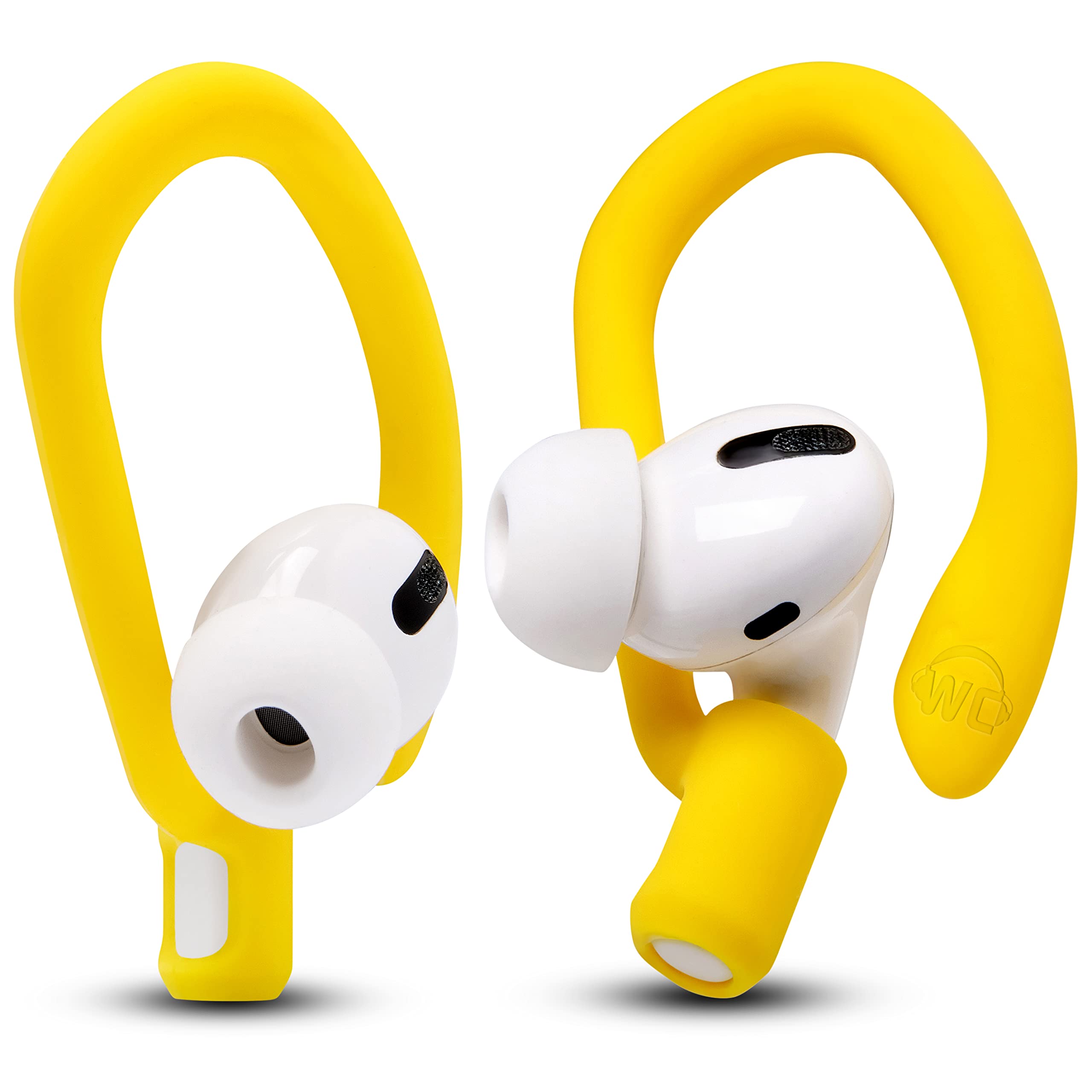 WC HookZ - Patented Upgraded Over Ear Hooks for AirPods Pro 1, 2 & AirPods 1, 2 & 3- Two Size Pairs Included in Package, Unique Left & Right Hook, Made by Wicked Cushions | Neon Yellow — image 1