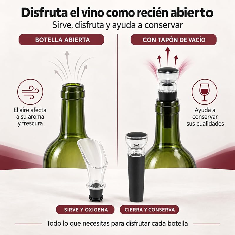VYNOR | Pack Aireador y Tapón de Vacío Accesorios Vino | Kit regalo — foto 5 de 6