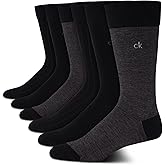 Calvin Klein Mens Dress Socks - 6 Pairs Soft Cotton Blend Crew Socks for Men - Classic Comfort Stay Up Cuff Mixed Pattern