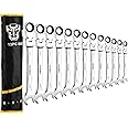 DEKOPRO 13-Piece Flex-Head Ratcheting Combination Wrench Set, 8-22mm Metric 72-Teeth Cr-V Wrenches Set with Rolling Up Pouch