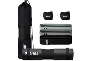 G4Free 9Pcs Barbell Pad Set for Squat, Hip Thrusts, Lunges, Leg day, Standard Olympic Bars with 2 Gym Ankle Safety Straps, 3 Hip Resistance Bands, 2 Lifting Strap, Barbell Pad, and Carry Bag