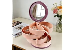 Jewelry Organizer Rotating Multi-Layer Jewelry Box With Mirror Dustproof Storage Container for Earrings, Rings, Bracelets