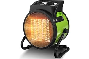 Gardtech Electric Space Heater for Indoor Use, Outdoor Heater with Overheat Protection, Fast Heat PTC Ceramic Portable Garage Heater for Workshop, Greenhouse (Green)