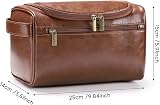 Etercycle Leather Toiletry Bag Hanging Travel Organizer Brown PU Waterproof view 2