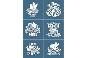 Alinacutle Mermaids Silkscreen Stencils,Reusable Self-Adhesive Silk Screen Printing Stencils,for Home Decor,Paint on Wood/Fabric/Wall/Cup/Plate/Glass/Paper