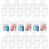 Amylove 24 Pcs Clear PVC Plastic Gift Bags with Handle Reusable Transparent Gift Wrap Tote Bag for Shopping Retail Merchandise Boutique Wedding Birthday Baby Shower Party Favor (7.5 x 5.1 x 3.1'')