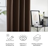 Deconovo Super Soft Thermal Insulated Curtains Eyelet Brown W52 x L63 Inch 1 view 7