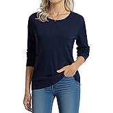 QUALFORT Women's 100% Cotton Sweater Midweight Long Sleeve Soft Knit Pullover Sweater 2026 Fall Winter Tops