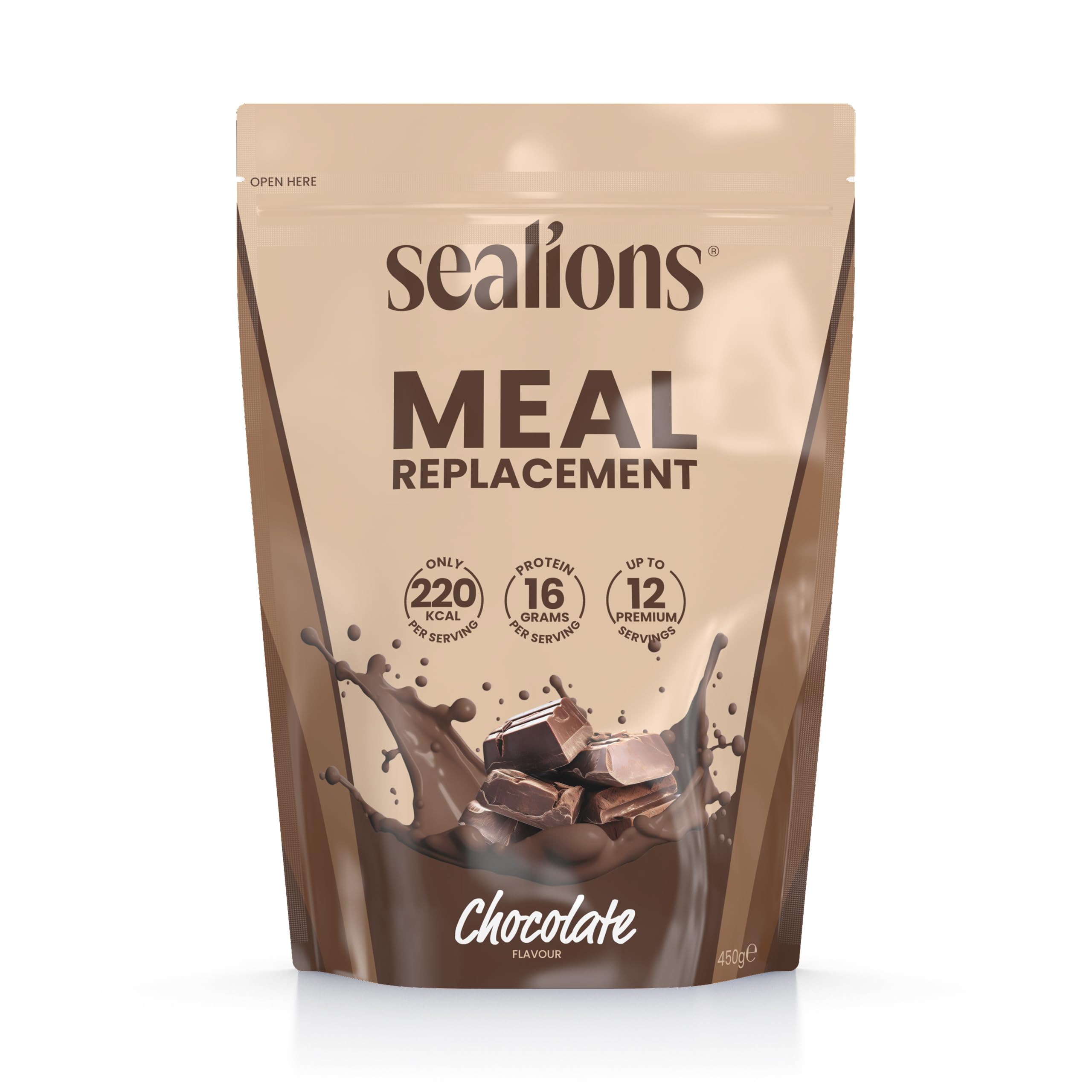 Sealions Meal Replacement Shake Diet Protein Powder 450g Slim Weight Loss Low Calorie (450g, Chocolate)