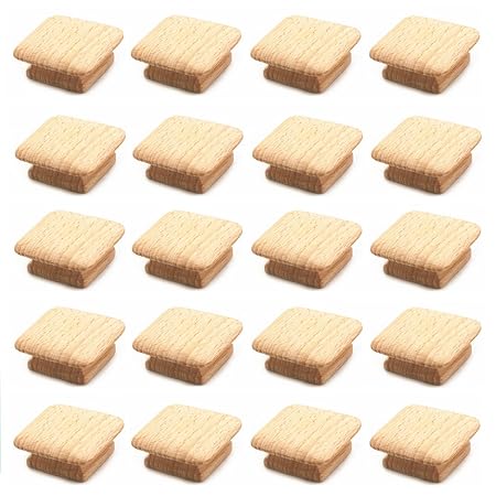 Weichuan 20pcs Square Unfinished Wood Drawer Knobs Pulls Handles