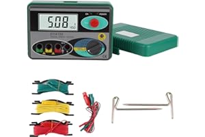 AMONIDA LCD Digital Earth Ground Resistance Meter High Accuracy LED Indicator Inspection Tool Overvoltage Protection Earth Re