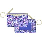 Lilly Pulitzer ID Holder Wallet, Blue Keychain Wallet with Zip Close, Cute Card and ID Case for Women, Happy As A Clam