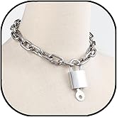 RAMUS KATEN Heavy Chunky Stainless Steel Lock Necklace punk gothic Padlock Choker Chain for Men Jewelry