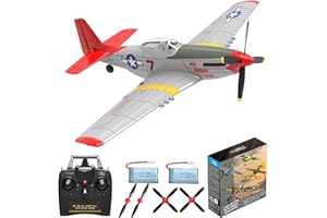 28°C Remote Control Airplanes, 4-CH RC Plane Ready to Fly P51 Radio Controlled Aircraft for Beginners with Xpilot Stabilization System, One Key Aerobatic Airplane(76105 RTF)