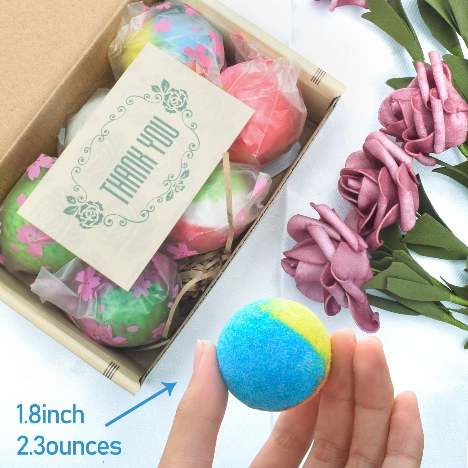 24 Organic & Natural Bath Bombs, Handmade Bubble Bath Bomb Gift Set, Rich in Essential Oil, Shea Butter, Coconut Oil, Grape Seed Oil, Fizzy Spa to Moisturize Dry Skin, Perfect Gift idea for Women: Health & Personal Care