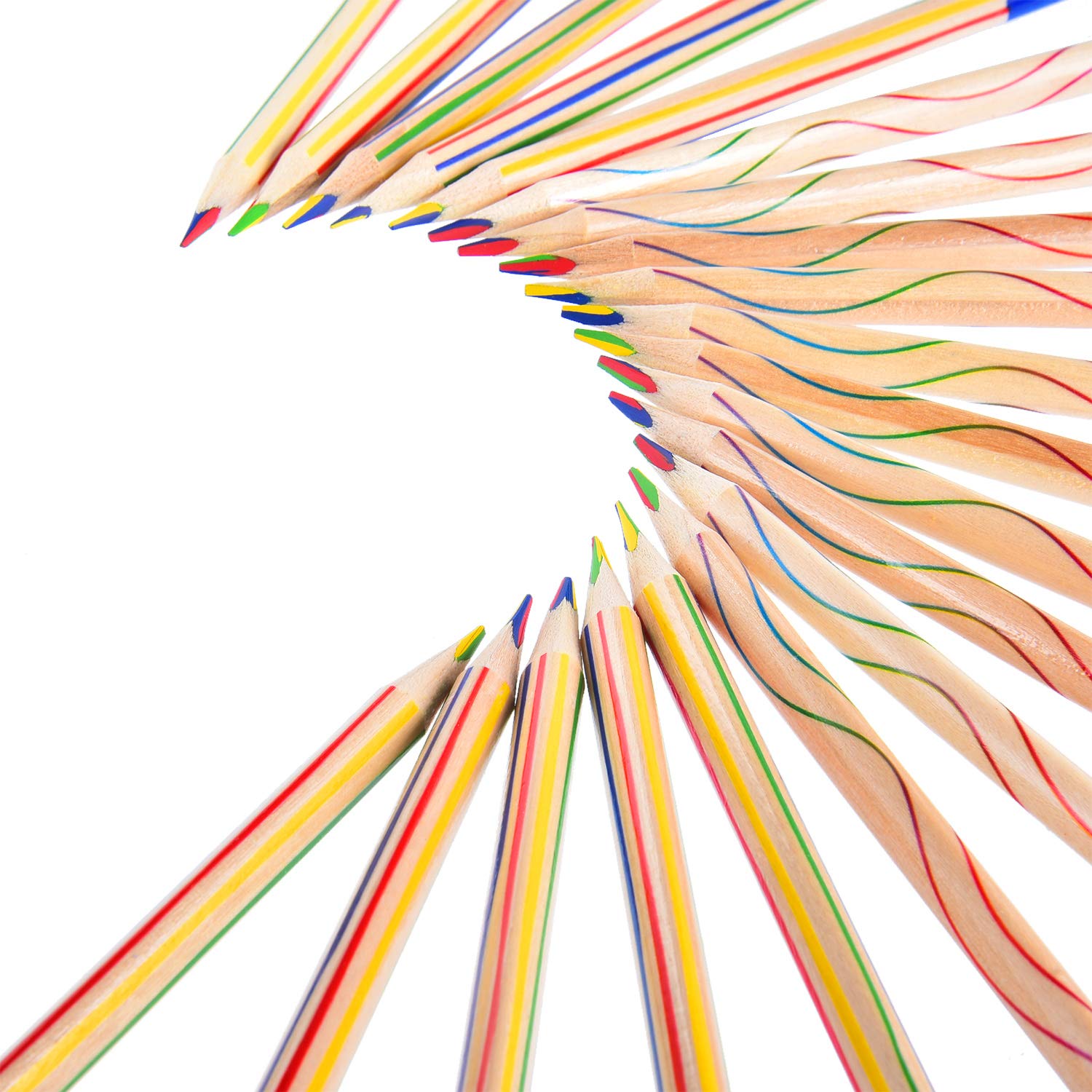 Frienda 30 Pieces Drawing Pencil 4 in 1 Rainbow Colored Pencil Set for Art Drawing, Coloring and Sketching