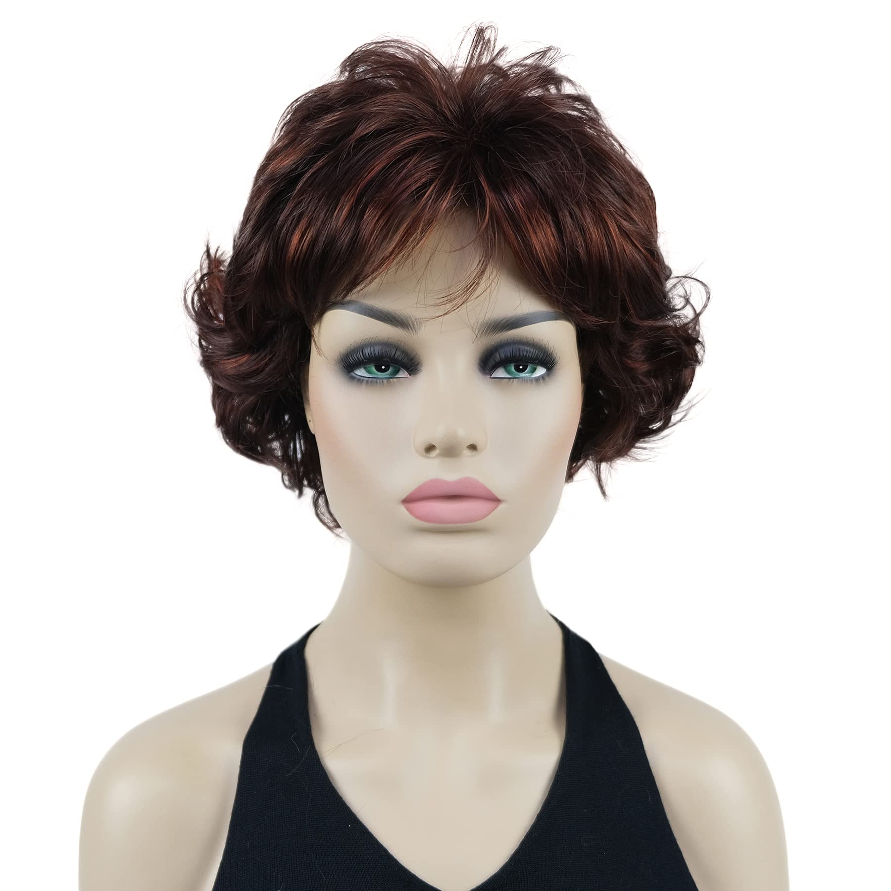 Lydell 8" Short Curly Women Wigs Soft Shaggy Layered Classic Cap Full Synthetic Wigs (33H350)